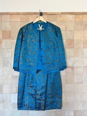 Vintage 60s Silk Brocade 3 piece set